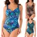 Plus Size Women's One Piece Swimsuit Leaf Pattern Elegant Extra Large Bikini_ecoleips.com