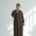 Voya Muslim Women's Plus Size Quality Dress With Printed Texture Cardigan Can Be Worn Double-sided For Daily Wear_ecoleips.com