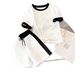 Women's Classic Two Piece Set Black And White Contrast Summer Casual Print Design Top With Shorts Short Sleeve_ecoleips.com