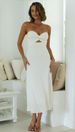 European American Style Solid Color Strapless Long Dress Gathered Back Fitted Waist New Arrivals Women's Clothing_ecoleips.com