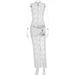 Women Sleeveless Bodycon Dress Sexy Fashion Hollow Out Lace High Slit Party Evening Cocktail Dress For Ladies_ecoleips.com