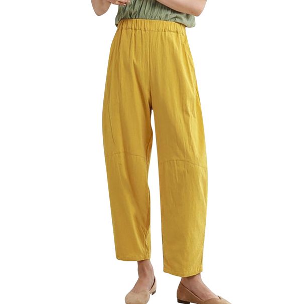 Suitable For All Seasons 2025 Women's New Plus Size Loose Simple Pocket Cotton Linen Casual Long Pants_ecoleips.com