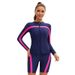 Women's Clothing Conservative Long Sleeved Split Swimsuit High Waist Shorts Boxer Diving Suit Three Piece Swimsuit_ecoleips.com