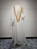 AB320 Muslim Evening Dress Arabic Dubai Gown Mesh Embroidery Sequin Robe_ecoleips.com