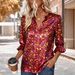 2026 Spring/Summer European And American Cross-Border Trade New Women's Casual Loose Fashion V-Neck Printed Shirt_ecoleips.com