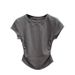 Summer Women's Slim Fit T-Shirt Pure Desire Short Sleeve Pullover Top Solid Color Waist Design For Hot Girls_ecoleips.com