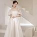 French-style Light 2026, White Satin Evening Gown, Forest-style Elegant Going Out, Wedding Dress For Registration And_ecoleips.com