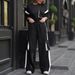 Retro Streetwear Two-Piece Set, Sporty Chic Outfit With Color Blocking, Matching Tracksuit Style Top And Pants For Women, Casual Jogger Set_ecoleips.com