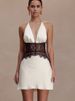 JULISSA MO Patchwork Lace Sexy Backless Mini Dress Women White Deep V-neck Halter Dress Winter Skinny Elegant Party Club Dresses_ecoleips.com