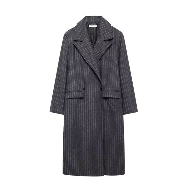 New European And American Style Women's Clothing, Fashion Temperament, Elegant Lapel Pocket, Woolen Long Coat_ecoleips.com