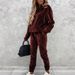 Cross-border 2020 Winter New European And American Solid Color Hooded Sports Casual Silver Fox Fleece Suit For_ecoleips.com