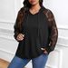 European American Cross-border Round-neck Hollow-out Pullover Top With Lace Splicing And Long Sleeves, Loose Fit_ecoleips.com