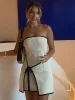 Fashion Knitted Mini Dresses For Women Chic Lace Up Strapless Sleeveless Female Dress 2024 New Backless Evening Party Vestidoes_ecoleips.com