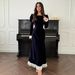 Winter Elegant Lace Trim Dress – Slimming High Waist A-Line Maxi Dress, Long Sleeve Polyester Blend Dress (Black, Red, Coffee)_ecoleips.com