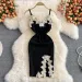 2024 Sexy Backless Lace Patchwork Knitted Split Summer Dress Women Black Mini Party Dress Bodycon Sheath Night Club Outfits_ecoleips.com