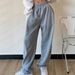 Women's High-Waisted Lounge Pants Loose Fit Casual Sweatpants Elastic Waist Soft Polyester Streetwear Essentials Light Grey S-2XL_ecoleips.com