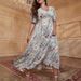 Vintage Floral Print V-Neck High Waist Ruffle Sleeve Midi Dress – A-Line Elegant Office & Party Long Dress For Women (Plus Size 0XL-4XL)"_ecoleips.com