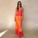 Spring/Summer Fashion Deep V Neck See through Backless Long Dress Sexy Spaghetti Strap Lace Patchwork European American Style Women's Dress_ecoleips.com