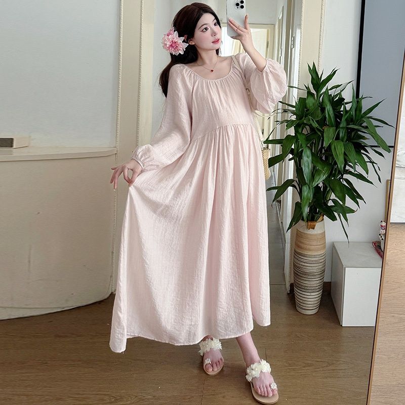 Autumn New Korean Fashion Dress, Loose Fit, Flattering, French Style Maternity Dress_ecoleips.com