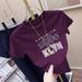 Women's Clothing Women's Style Oversized T-Shirt Grape Purple Pure Cotton Short Sleeve Mid Length Loose Fit Slimming Youthful Top_ecoleips.com
