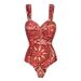 Women's Sexy Printed Swimsuit Fashionable European American Style Swimwear Set Regular Size Polyester Nylon_ecoleips.com