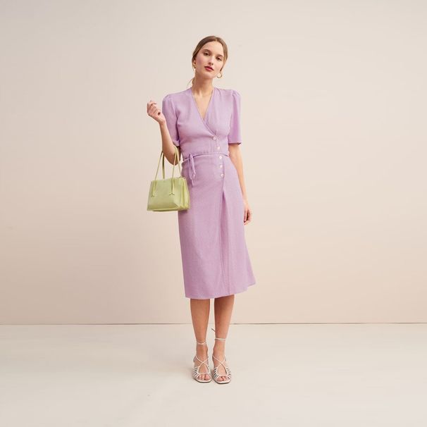 In Stock: 114 Button Tea Wrap Dress, Summer New French Retro European And American Women's Clothing_ecoleips.com