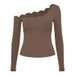 Off-Shoulder Lace Trimmed Yoga Top For Women High Elasticity Quick Drying Breathable Long Sleeve Sports Fitness Running Training Top_ecoleips.com