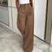 Women's High-Waisted Slim Fit Wide Leg Suit Pants Burgundy Flowing Trousers Regular Size For Spring Summer_ecoleips.com