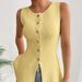 Women's Clothing Pullover Fashion Knitted Sweater Vest Vest Gold Button_ecoleips.com