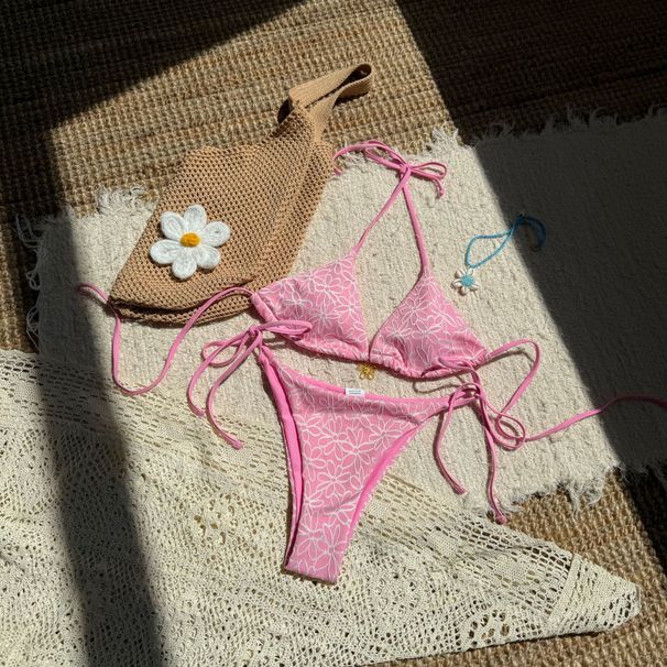 Women's Clothing New Sexy Two Piece Bikini Swimsuit Female Split Halter Neck Lace Up Hot Selling Swimsuit_ecoleips.com