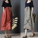 Summer Korean Style Loose Plus Size Women's Fashion Cotton Linen Color Block Round Neck Dress_ecoleips.com