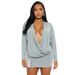 Women's Deep V Neck Long Sleeve Bodycon Dress Autumn Winter Fashion Solid Color Waist Cinching European American Style_ecoleips.com