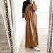 Verve New Muslim Women's Clothing Kaftan Stitching Edging Sequined Dress Solid Color Chiffon Robe_ecoleips.com