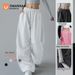 Women's Casual Straight-Leg Pants – Breathable Cotton Blend, Loose Fit, Wrinkle-Resistant (White/Light Gray/Pink/Dark Gray/Black, Sizes S-Xl)_ecoleips.com