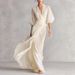 Women's Romantic Deep V Neck Long Dress with Lantern Sleeves Fitted Waist European American Design for Autumn Banquet Socialite Style_ecoleips.com
