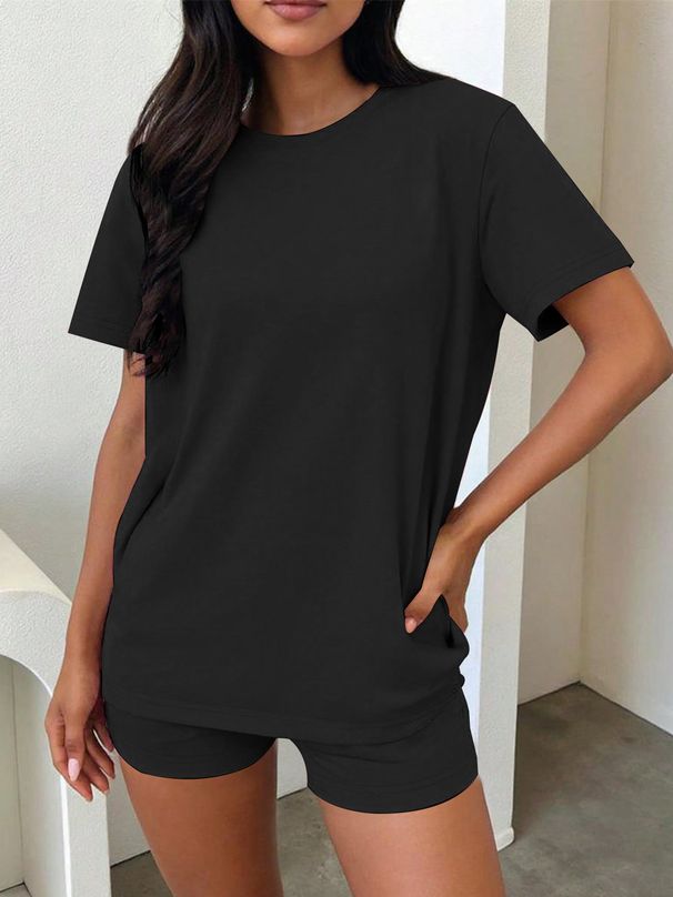 Women's Ribbed Knit Short Sleeve Top And Shorts Set - Comfortable Casual Two Piece Outfit For Summer_ecoleips.com