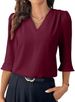 Women's Summer Shirt V Neck Three Quarter Sleeve Office Top American Style Clothing For Women_ecoleips.com