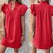 Women's Summer Fashion V Neck Pullover Dress Multi Layered Ruffle Sleeve Versatile Elegant European American Style New_ecoleips.com