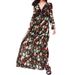 2023 Summer European And American Printed Long Sleeve Women's Cross-Border Deep V-Neck Loose Flared Beach Dress_ecoleips.com