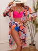 Women's Clothing New Swimsuit Women's Bikini Sexy Gathered Mesh Three Piece Print Split Swimsuit_ecoleips.com