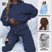 Women's Urban Leisure Long Sleeve Sweater Suit Solid Color Hooded Pullover Trousers Set European And American Style Spring Autumn_ecoleips.com