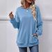 Women's Fleece-Lined Slightly Loose Crew Neck Pocket Sweatshirt_ecoleips.com