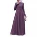 Cross-border Arab Robe, Middle Eastern Foreign Trade Women's Solid Color Single-breasted Pullover Long-sleeve Dress_ecoleips.com
