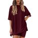 Women's Clothing Summer New Fashion Leisure Suit Solid Color Loose Pajamas Women's Clothing_ecoleips.com