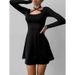 French-Inspired Design With Square Neckline And Belt, A Stylish A-Line Skirt That Flatters The Waist, Perfect For Women_ecoleips.com