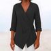Women's Clothing Spot Spring And Summer Lapel Solid Color Loose Shirt_ecoleips.com