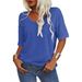 Women's T-Shirt V-Neck Short Sleeve Loose Shirt Casual Solid Color Basic Top_ecoleips.com