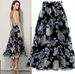 2025 Summer New Floral Chiffon Midi Skirt With Large Hem_ecoleips.com