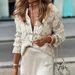 Women's Clothing Round Neck Hollow Long Sleeved Top Single Row Multi Button Loose Casual Style_ecoleips.com