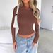 Hot Sale European And American New Solid Color Slim Round Neck Short Long Sleeve T Shirt Cross Border Foreign Trade Women_ecoleips.com